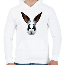 PRINTFASHION Kiss of a rabbit - Férfi kapucnis pulóver - Fehér férfi pulóver, kardigán