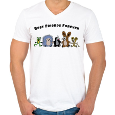 PRINTFASHION Kisvakond - BFF - Férfi V-nyakú póló - Fehér férfi póló