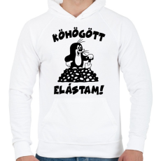 PRINTFASHION Kisvakond - köhögött, elástam! - Férfi kapucnis pulóver - Fehér