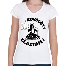 PRINTFASHION Kisvakond - rám köhögött elástam - Női V-nyakú póló - Fehér női póló