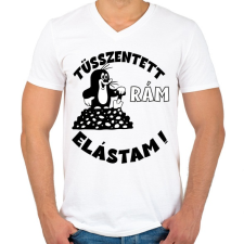 PRINTFASHION Kisvakond - tüsszentett elástam - Férfi V-nyakú póló - Fehér férfi póló