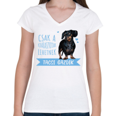 PRINTFASHION Kiválasztott tacsi gazdi - Női V-nyakú póló - Fehér