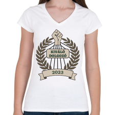 PRINTFASHION Kiváló dolgozó 2 - Női V-nyakú póló - Fehér női póló