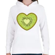 PRINTFASHION Kiwi szív - Női kapucnis pulóver - Fehér női pulóver, kardigán