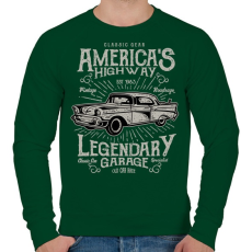PRINTFASHION Klasszikus Amerikai autó - Férfi pulóver - Sötétzöld