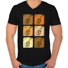 PRINTFASHION Klasszikus gitárok - Férfi V-nyakú póló - Fekete