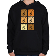 PRINTFASHION Klasszikus gitárok - Gyerek kapucnis pulóver - Fekete