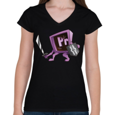 PRINTFASHION Knight of Movies - Női V-nyakú póló - Fekete