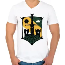 PRINTFASHION Knights logo - Férfi V-nyakú póló - Fehér férfi póló