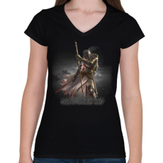 PRINTFASHION knights_templar_002 - Női V-nyakú póló - Fekete