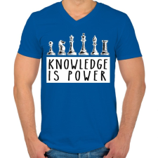 PRINTFASHION Knowledge is power - Férfi V-nyakú póló - Királykék férfi póló