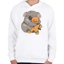 PRINTFASHION Koala és mézeskalács - Gyerek kapucnis pulóver - Fehér gyerek pulóver, kardigán