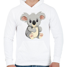 PRINTFASHION Koala maci - Férfi kapucnis pulóver - Fehér férfi pulóver, kardigán