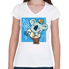 PRINTFASHION Koala mérnök - Női V-nyakú póló - Fehér női póló