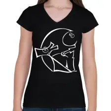 PRINTFASHION Kőbányai-Kutyasuli fehér-vektor - Női V-nyakú póló - Fekete női póló