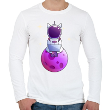 PRINTFASHION Kocka asztronauta lila - Férfi hosszú ujjú póló - Fehér férfi póló