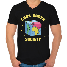 PRINTFASHION Kocka Föld elmélet - Férfi V-nyakú póló - Fekete férfi póló