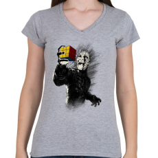 PRINTFASHION Kocka kirakva - Női V-nyakú póló - Sport szürke