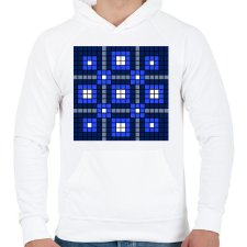 PRINTFASHION Kockás minta 05 - Férfi kapucnis pulóver - Fehér férfi pulóver, kardigán