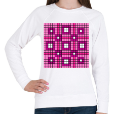 PRINTFASHION Kockás minta 06 - Női pulóver - Fehér női pulóver, kardigán