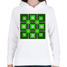 PRINTFASHION Kockás minta - Női kapucnis pulóver - Fehér női pulóver, kardigán