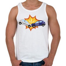 PRINTFASHION Kocsi ütközés - Férfi atléta - Fehér atléta, trikó