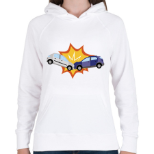 PRINTFASHION Kocsi ütközés - Női kapucnis pulóver - Fehér női pulóver, kardigán