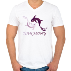 PRINTFASHION Koi harmónia - Férfi V-nyakú póló - Fehér