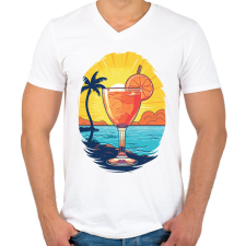 PRINTFASHION Koktél - Férfi V-nyakú póló - Fehér férfi póló