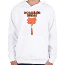 PRINTFASHION Kolbász Team - Gyerek kapucnis pulóver - Fehér gyerek pulóver, kardigán