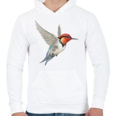 PRINTFASHION Kolibri - Férfi kapucnis pulóver - Fehér