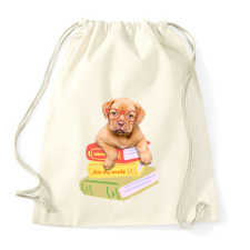 PRINTFASHION Kölyök masztiff szemüvegben könyvekkel - Sportzsák, Tornazsák - Natúr tornazsák