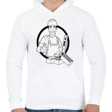 PRINTFASHION kőműves - Férfi kapucnis pulóver - Fehér férfi pulóver, kardigán