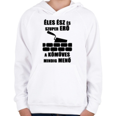 PRINTFASHION komuves meno - Gyerek kapucnis pulóver - Fehér
