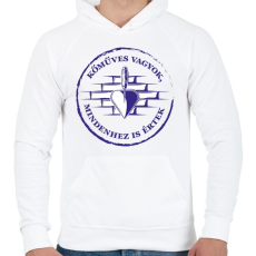 PRINTFASHION Kőműves vagyok, mindenhez IS értek - Férfi kapucnis pulóver - Fehér