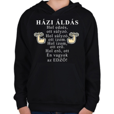 PRINTFASHION Konditerem áldás - Edző - Gyerek kapucnis pulóver - Fekete