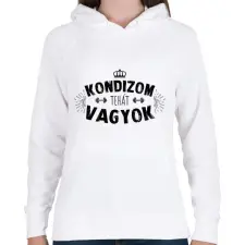 PRINTFASHION Kondizom, tehát vagyok - Női kapucnis pulóver - Fehér női pulóver, kardigán