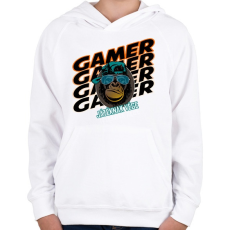 PRINTFASHION kong gamer - Gyerek kapucnis pulóver - Fehér