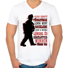 PRINTFASHION Könnyű tűzoltónak lenni - Férfi V-nyakú póló - Fehér férfi póló
