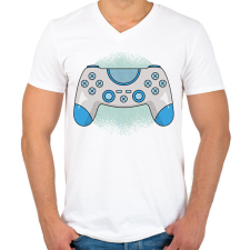 PRINTFASHION Kontroller - Férfi V-nyakú póló - Fehér férfi póló