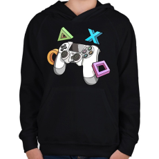 PRINTFASHION Kontroller - Gyerek kapucnis pulóver - Fekete