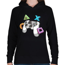 PRINTFASHION Kontroller - Női kapucnis pulóver - Fekete női pulóver, kardigán