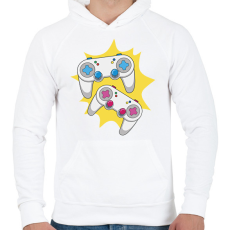 PRINTFASHION Kontrollerek - Férfi kapucnis pulóver - Fehér