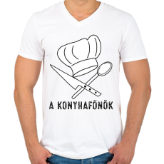 PRINTFASHION konyhafőnök - Férfi V-nyakú póló - Fehér