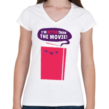 PRINTFASHION Könyv - Női V-nyakú póló - Fehér női póló