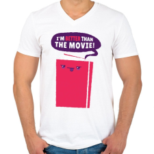 PRINTFASHION Könyv vs. film - Férfi V-nyakú póló - Fehér férfi póló