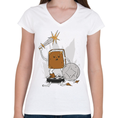 PRINTFASHION Könyv vs Film - Női V-nyakú póló - Fehér