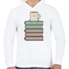 PRINTFASHION Könyvek és kávé - Férfi kapucnis pulóver - Fehér férfi pulóver, kardigán