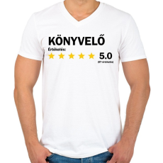 PRINTFASHION Könyvelő értékelés - Férfi V-nyakú póló - Fehér