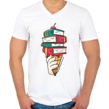 PRINTFASHION Könyves fagyi - Férfi V-nyakú póló - Fehér férfi póló